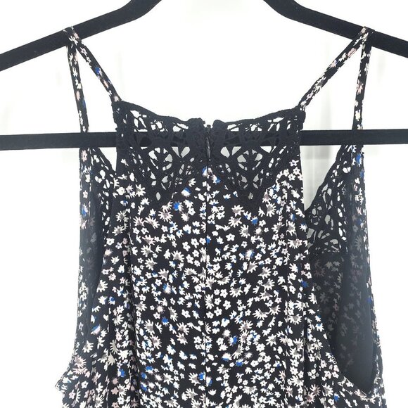 Rebecca Taylor Sleeveless Pop Flower Sleeveless Slip Dress Black Silk Size 6 - Picture 8 of 12
